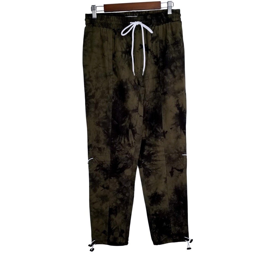 EPTM Mens‎ Tie Dye Cargo Pants Olive Green Black Drawstring Bungee Size S NWT